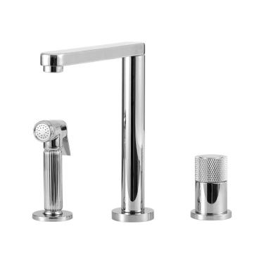 Imagem de Torneira Para Cozinha Gourmet Misturador Monocomando Com Desviador Jucá Pingoo.casa - Prata