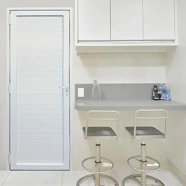 Imagem de Porta Pivotante Lambril Pvc Tecplus100 216x100cm Lado Direito Brimak Branco