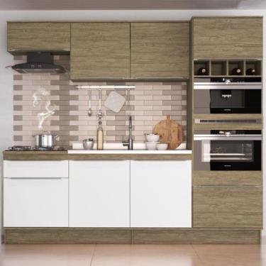 Imagem de Cozinha Completa Flip 7 Portas 2 Gavetas Cf400r Wood/Branco - Decibal