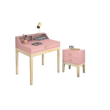 Imagem de mesinha de tarefa para quarto com mesa de cabeceira Rosa