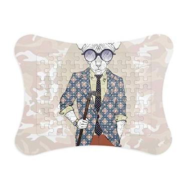 Imagem de Decoração de quadro de quebra-cabeça com ilustração de cachorro adorável em aquarela Roupas