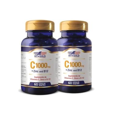 Imagem de Vitamina C 1.000mg + Zinco + Vitamina B12 Vitgold Kit 2x 60 cápsulas
