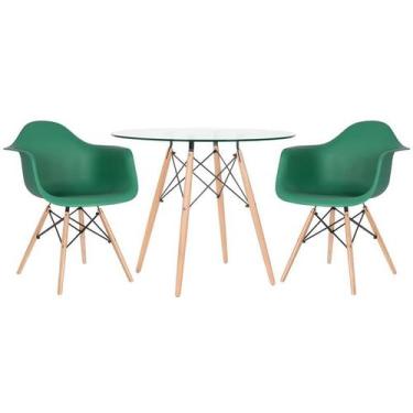 Imagem de Kit - Mesa Eames Com Tampo De Vidro 90 Cm + 2 Cadeiras Eiffel Daw - Lo