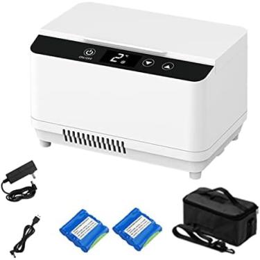 Imagem de Carro Medicação Geladeira Diabético Portátil Insulina Refrigerador Refrigerador Ao Ar Livre Médica Organizar Caixa De Resfriamento Com Display Led E Bateria 230x145x145mm,Bateria Dupla,Serene16