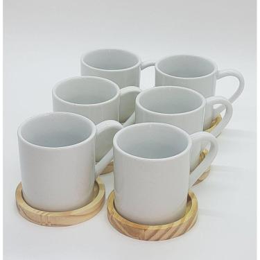 Imagem de Jogo 6 canecas 210ml c/ pires de Pinus - Porcelana branca