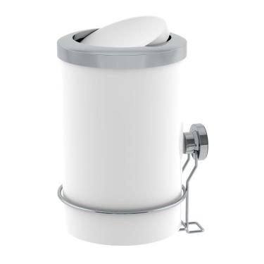 Imagem de Lixeira 8 Litros Tampa Basculante Com Suporte De Ventosa Para Cozinha Branco Cromado - 4036BCC Future