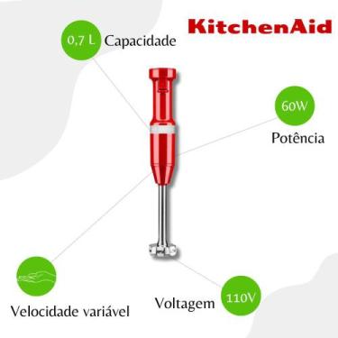 Imagem de Mixer De Mão Com Velocidade Variável Kitchenaid Empire Red - Keb53av -