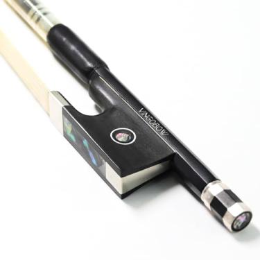 Imagem de Arco de violino de fibra de carbono tamanho 1/2 metade completo 101 V nível avançado 62 cm olhos parisienses sapo de ébano parafuso liso forte durável cru cabelo de cavalo mongol quente som doce