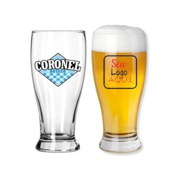 Imagem de Kit 12 Copos Vidro Cerveja Coqueteis 350ml Personalizado Transparente Drinks Bebidas Chopp Barzinho Gelada Taça Bar Bebida Artesanal Água Suco Refrigerante