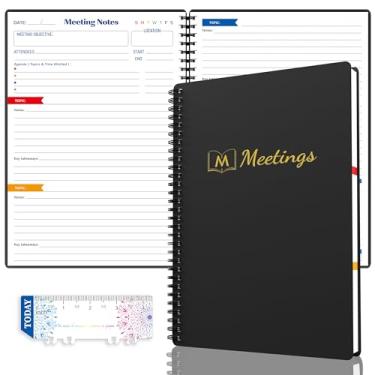 Imagem de snootion Caderno de reuniões para trabalho com itens de ação, caderno de planejamento de projetos para anotações, agenda de reuniões de escritório/negócios para homens e mulheres, 140 páginas B5 (17,8