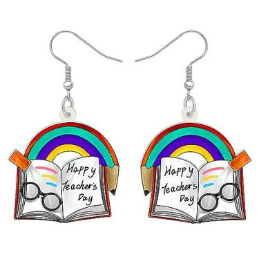 Imagem de DALANE Brincos de acrílico para professores, estante de livros, pingente de volta às aulas, presentes de agradecimento para professores para mulheres, meninas e crianças, Medium, Acrílico, Sem pedra