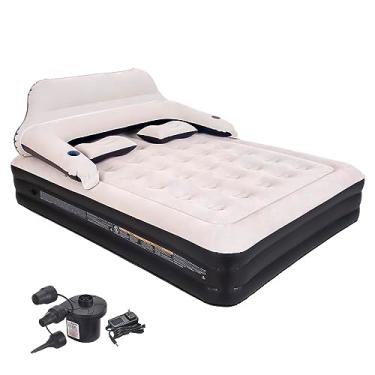 Imagem de Cama inflável Queen Size colchão de ar com bomba e cabeceira, colchão inflável para quarto durante a noite