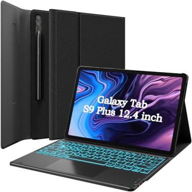 Imagem de GreenLaw Capa com teclado para Samsung Galaxy Tab S9 Plus, retroiluminação de 7 cores, destacável magnético, touchpad inteligente, suporte para caneta S, SM-X810/X816B/X818U para Samsung Tab S9+ 12,4