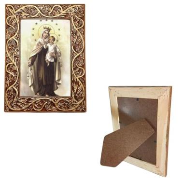 Imagem de Porta Retrato Religioso Nossa Senhora do Carmo (Dourado)