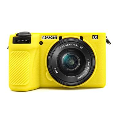 Imagem de TYUANDOUER Capa A6700, capa protetora de silicone macio para câmera digital Sony Alpha A6700/Alpha 6700, antiarranhões, capa para câmera Alpha 6700 - Amarelo texturizado