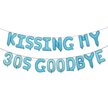 Imagem de Kissing My 30s Goodbye Decorations Kissing My 30s Goodbye Banner Balloons 40th Birthday Balloon Dirty 40 Balloon (30S GOODBYE Light Blue)
