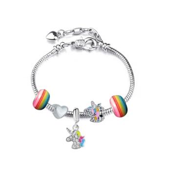 Imagem de Pulseira Unicórnio Cravejada de cristais de Zircônia - Modelo Pulseira Pandora Vivara Life para berloque (19cm, Unicórnio)