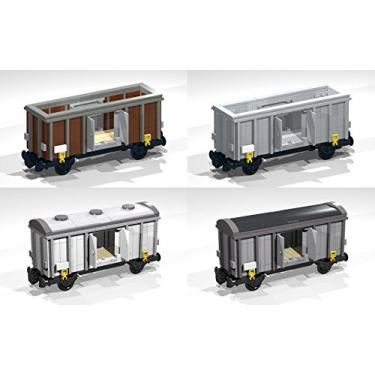 Imagem de Collection of six 4-Wheel Box and Open Wagons: Lego MOC building instructions (LEGO Train MOC plans) (English Edition)