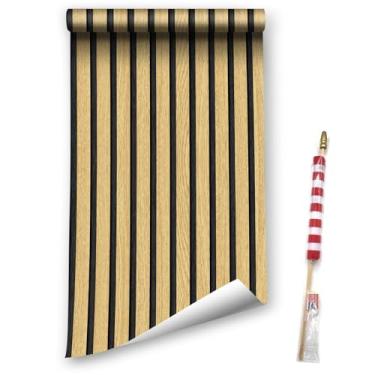 Imagem de LZH-LP Papel de parede descascar e colar, papel de parede listrado de grão de madeira 3D realista, papel de parede autoadesivo, filme de vinil removível, cobertura de móveis com bandeira e bandeira de