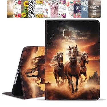 Imagem de POIUYTREW Capa para Samsung Galaxy Tab S8 2022 e S7 2020 11 polegadas (SM-X700/X706/T870/T875/T878), capa de couro PU com suporte e hibernação automática, cavalo de corrida