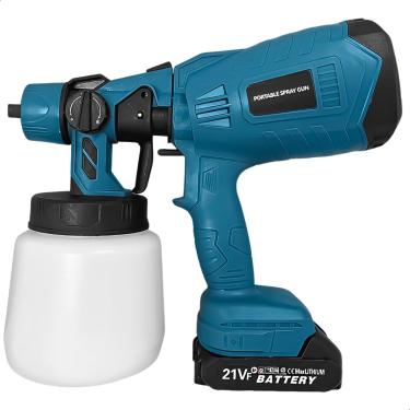 Imagem de Pistola de Pintura Spray Elétrica Pulverizador 200w com 4 Bicos 2 Baterias Carregador Bivolt Portátil 800ml Profissional