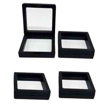 Imagem de Generic 4x caixa de exibição flutuante quadro flutuante expositor filme fino 3d caixa de exibição clara moeda expositores para broche, medalha , preto