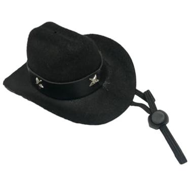 Imagem de Baoblaze Chapéu de cowboy para cães, chapéu de fantasia para animais de estimação, ajustável, chapéus engraçados para cães de estimação, cães e gatos, fantasia, preto