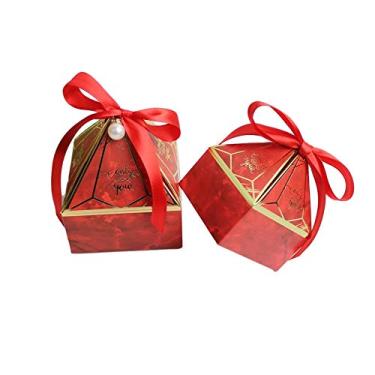 Imagem de 50 peças, Torre de pedra vermelha, caixa de lembrancinha de aniversário, festa de casamento, sacos de presente, chocolate, doces e embalagens, caixas de presente para chá de panela, chá de bebê