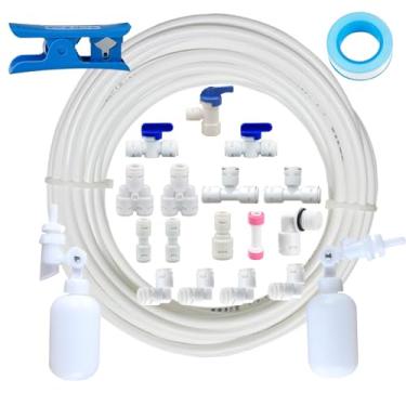 Imagem de Kit de válvula flutuante de tubo de 1/10.2 cm para sistema de osmose reversa de água RO Kit de linha de água de geladeira 1/4 pol. O.D, tubo de água de 30 FT (2 válvulas de esfera flutuante 16