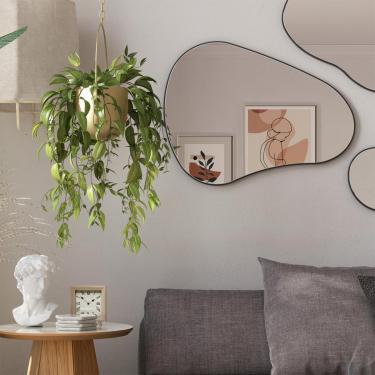 Imagem de Espelho Orgânico Decorativo com Moldura Preta 80cm em MDF Dalla Costa