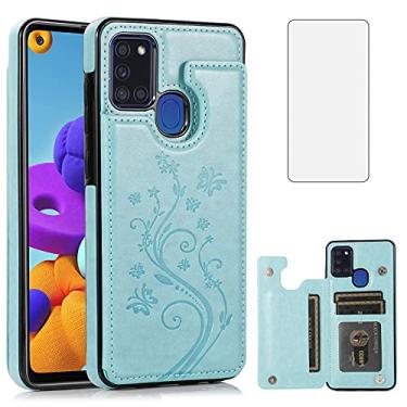 Imagem de Asuwish Capa de telefone para Samsung Galaxy A21S com protetor de tela de vidro temperado e suporte de cartão carteira com suporte flip acessórios de celular de couro Glaxay Galaxies A 21S capas