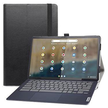 Imagem de Bige Capa para Lenovo IdeaPad Duet 5 Chromebook 13.3, capa de couro PU com suporte dobrável para tablet Lenovo IdeaPad Duet 5 Chromebook 13,3 polegadas 2 em 1, preto