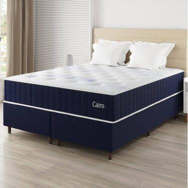 Imagem de Conjunto Colchão Mola Ensacada e Base Box Queen 67x158x198cm Cairo Yescasa Azul