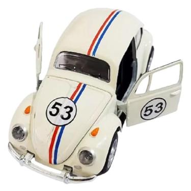 Imagem de Miniatura Carro Fusca Herbie 53 Carrinho de Ferro Brinquedo Fusquinha, Abre as Portas e Capô, c/Fricção