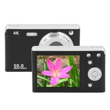 Imagem de Câmeras Digitais 4K para Fotografia, Câmera Digital de 50 MP para Meninos e Meninas Estudantes, Câmera Compacta Com Foco Automático Anti Vibração e Zoom 16X Com Luz de (Preto)