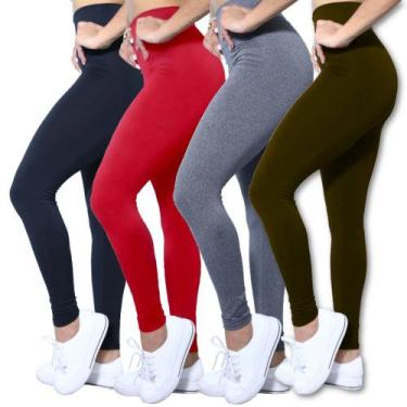 Imagem de Kit 4 Calças Legging Heide Ribeiro Suplex Cintura Alta, P, Preto, Verm