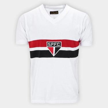 Imagem de Camisa Retrô São Paulo de 1977 Athleta Masculina, Branco, Vermelho, P