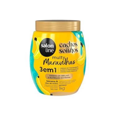 Imagem de Salon Line, Creme de Tratamento 3 em 1, Multy Maravilhas, Cachos dos Sonhos, Banana e Óleo de Rícino, Vegano - Para Cabelos Cacheados e Crespos, 1kg