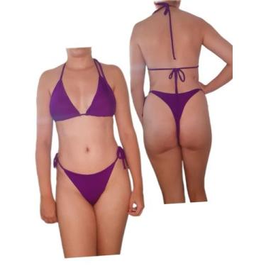 Imagem de Conjunto de biquíni cortininha com bojo Biquíni fio dental - DE UMA MA