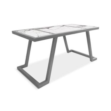 Imagem de Mesa De Centro Retangular Sala Mdf Coimbra Prata e Vulcano - Genus Móv