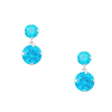 Imagem de Brinco Feminino De Prata 925 Com Duas Pedras De Zircônia - DR Joias