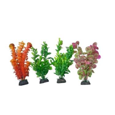 Imagem de Planta Artificial 20 Cm Aquário Enfeite C/ 4 Unidades Cod.10 - aqua ta