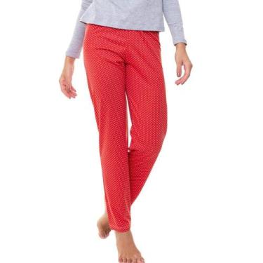 Imagem de Calça Feminina E-Pijama By Sepie 5103 Poliviscose - Vermelho Poá, Verm