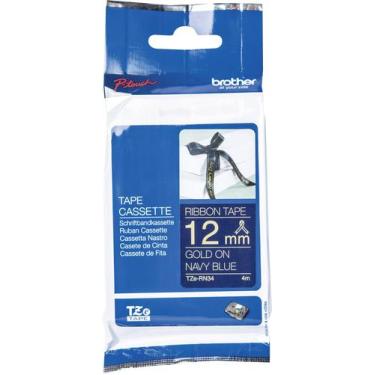 Imagem de Fita Brother TZE-RN34 12mm Ouro sobre Cetim Azul Marinho