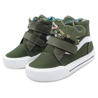 Imagem de Tênis Infantil Mz Shoes Menino Dinossauro Rex/Verde Escolar Conforto, 