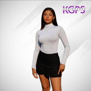 Imagem de Short Saia Com Botão e Fenda Basico Elegante Tecido Bengaline - Preto 