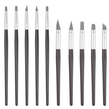 Imagem de PATIKIL Ferramenta de escultura de argila de silicone, 10 peças, ferramenta de modelagem de pontilhamento de borracha macia, ferramenta de modelagem de argila para cerâmica, artesanato, pintura de