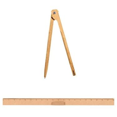 Imagem de Kit Geométrico do Professor Mdf/Pinus Com Régua 1 Metro e 1 Compasso P