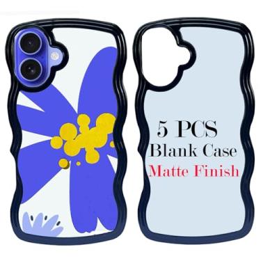 Imagem de JUSTRY 5 peças de sublimação blanks capa de telefone capa de telefone imprimível projetada para iPhone 16 Plus, capa de borracha macia de 6,7 polegadas + inserção de alumínio, impressão personalizada,