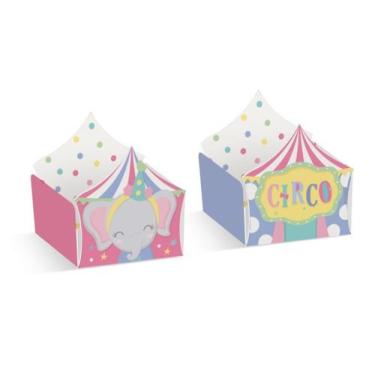 Imagem de Forminha para Doce Reta Circo e Elefante Festa Circo Rosa - 24 unidade